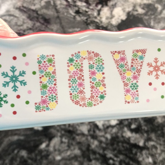 Nantucket Kitchen Bakeware, Holiday Christmas JOY Stoneware Mini Loaf Pan - Picture 3 of 4